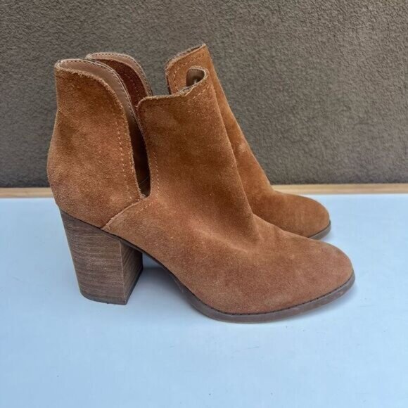 ALDO Suede Brown Tan Boots Booties Womens Size 6 Casual Block Heel - Picture 1 of 6